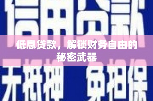 烟台低息贷款，解锁财务自由的秘密武器
