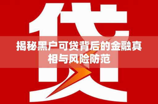 烟台揭秘黑户可贷背后的金融真相与风险防范