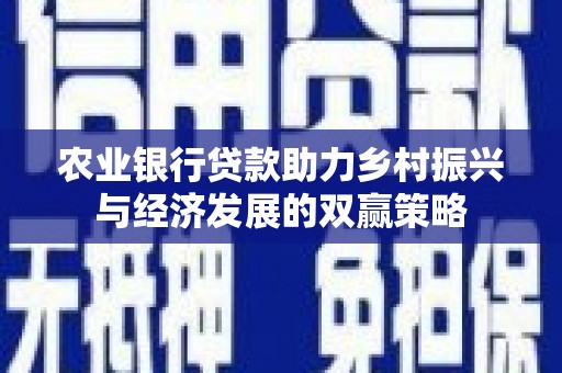 烟台农业银行贷款助力乡村振兴与经济发展的双赢策略