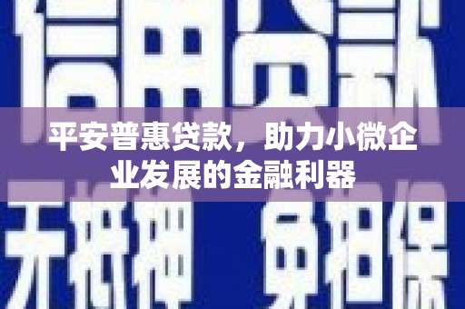 烟台平安普惠贷款，助力小微企业发展的金融利器